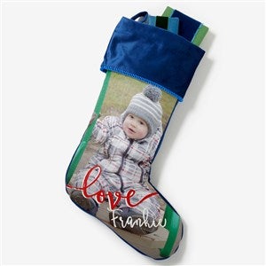 Holiday Photo Memories Personalized Blue Christmas Stocking - 17451-BL