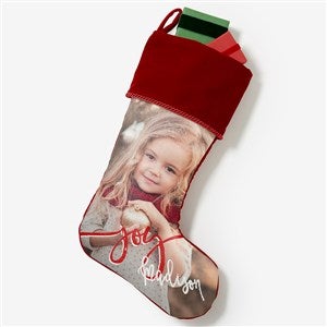 Holiday Photo Memories Personalized Burgundy Christmas Stocking - 17451