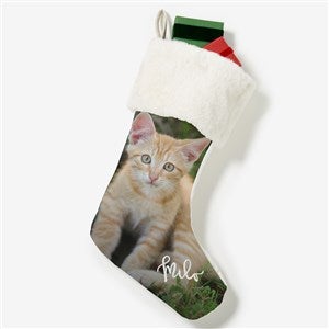 Holiday Photo Memories Personalized Ivory Fur Christmas Stocking - 17451-IF
