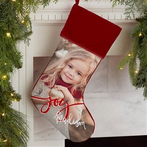 Holiday Photo Memories Personalized Burgundy Christmas Stocking - 17451