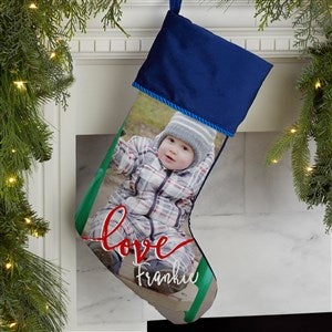 Holiday Photo Memories Personalized Blue Christmas Stocking - 17451-BL