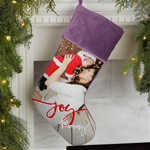 Holiday Photo Memories Personalized Purple Christmas Stocking - 17451-P