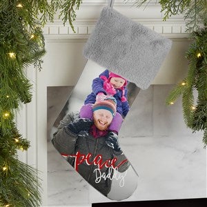 Holiday Photo Memories Personalized Grey Fur Christmas Stocking - 17451-GF