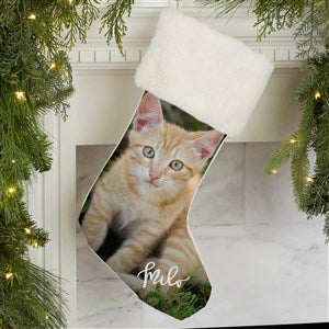 Holiday Photo Memories Personalized Ivory Fur Christmas Stocking - 17451-IF