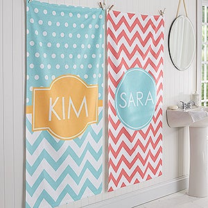 Preppy Chic Personalized 35x72 Bath Towel - 17453-L