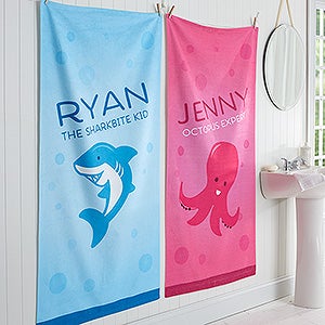Sea Creatures Personalized 30x60 Bath Towel - 17460
