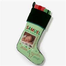 Babys First Christmas Personalized Green Photo Stockings - 17461-G