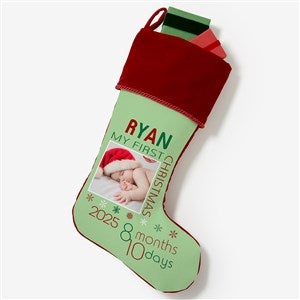 Babys First Christmas Personalized Burgundy Photo Stockings - 17461