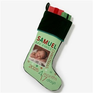 Babys First Christmas Personalized Green Photo Stockings - 17461-G