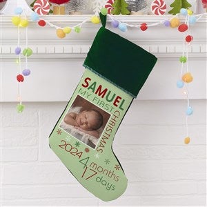 Babys First Christmas Personalized Green Photo Stockings - 17461-G