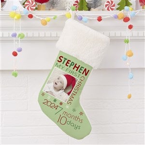 Babys First Christmas Personalized Ivory Fur Photo Stockings - 17461-IF