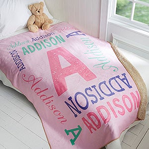 Repeating Name Personalized 50x60 Sherpa Baby Blanket - 17474-S
