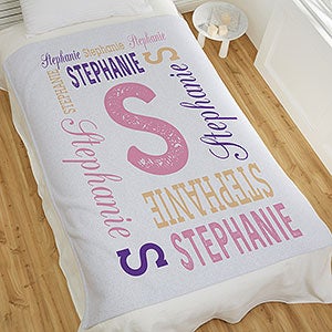 Repeating Name Personalized 50x60 Sweatshirt Baby Blanket - 17474-SW