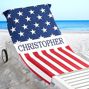 Red, White & Blue Personalized 30x60 Beach Towel - 17492