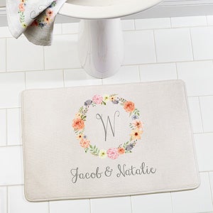 Floral Wreath Personalized Foam Bath Mat - 17506