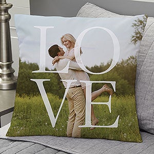 LOVE Personalized 18 Velvet Throw Pillow - 17515-LV