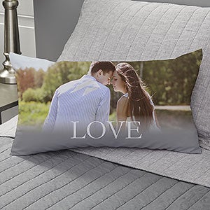 LOVE Personalized Lumbar Velvet Throw Pillow - 17515-LBV