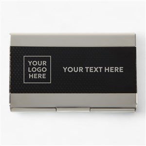 Personalized Logo Black  Silver Business Card Case - 17543