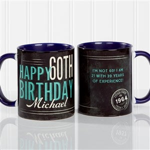 Vintage Birthday Personalized Coffee Mug- 11 oz.- Blue - 17555-BL