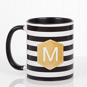 Personalized Coffee Mug - Modern Stripe with Black Handle - 17561-B