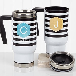 Modern Stripe Personalized 14 oz. Travel Mug - 17562