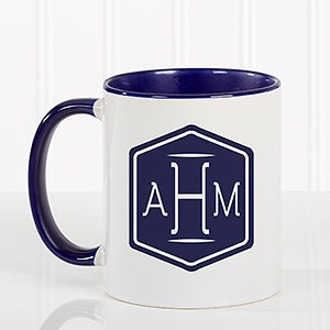 Personalized Coffee Mug - Classic Monogram - Blue Handle - 17572-BL
