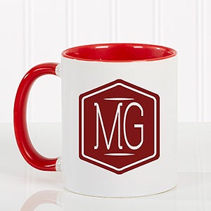 Personalized Coffee Mug - Classic Monogram - Red Handle - 17572-R