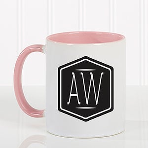 Personalized Coffee Mug - Classic Monogram - Pink Handle - 17572-P