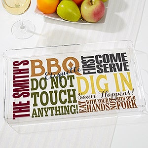 BBQ Rules Personalized Acrylic Serving Tray - 17605