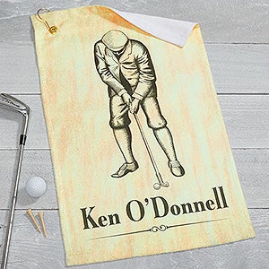 Vintage Golfer Personalized Golf Towel - 17613