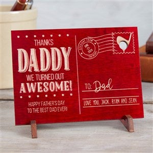 Sending Love To Dad Personalized Red Wood Postcard - 17654-R