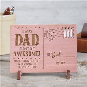 Sending Love To Dad Personalized Pink Stain Wood Postcard - 17654-P