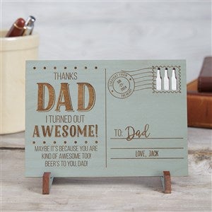 Sending Love To Dad Personalized Blue Stain Wood Postcard - 17654-BL