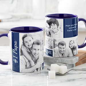Family Love Photo Collage Personalized Coffee Mug 11 oz.- Blue - 17665-BL