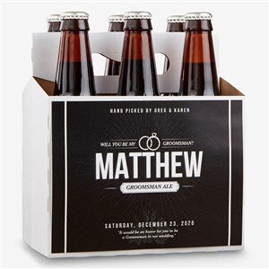 Personalized Groomsman Beer Bottle Carrier - Will You Be My Groomsman? - 17669-C
