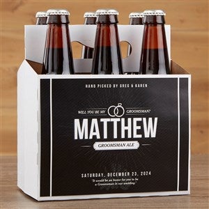 Personalized Groomsman Beer Bottle Carrier - Will You Be My Groomsman? - 17669-C