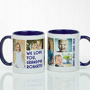 Personalized 5 Photo Coffee Mugs - 11oz Blue - 17675-BL