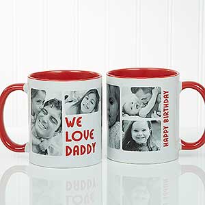 Personalized 5 Photo Coffee Mugs - 11oz Red - 17675-R