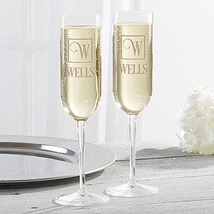 Luigi Bormioli® Square Monogram Personalized Modern Champagne Flute Set - 17702