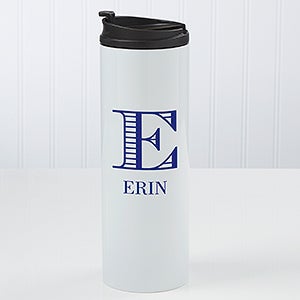 Striped Monogram Personalized Travel Tumbler - 17715