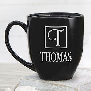 Square Monogram Personalized 16 oz. Bistro Mug - Black - 17716-B