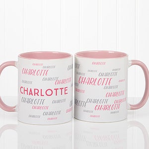 Personalized Name Coffee Mug - Hello! My Name Is - Pink Handle - 17754-P