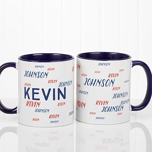 Personalized Hello! My Name is Coffee Mug - Blue Handle - 17754-BL