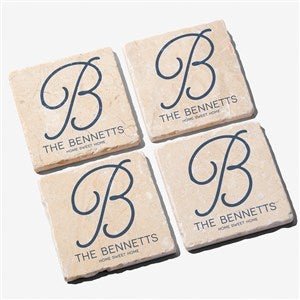 Initial Accent Personalized Tumbled Stone Coaster Set - 17785