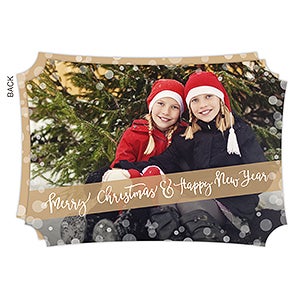 Personalized Gold Photo Christmas Cards - Golden Holidays - Horizontal - 17836-H