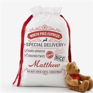 Special Delivery From Santa Personalized Canvas Drawstring Santa Sack - 17846