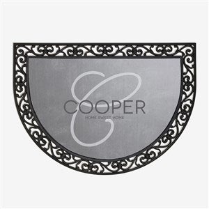 Initial Accent Personalized Half Round Doormat - 17847