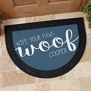 Woof & Meow Personalized Half Round Doormat - 17867