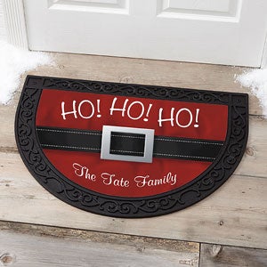 HO! HO! HO! Santa Belt Personalized Half Round Doormat - 17873