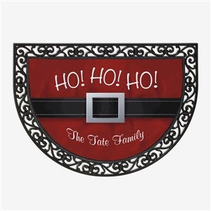 HO! HO! HO! Santa Belt Personalized Half Round Doormat - 17873